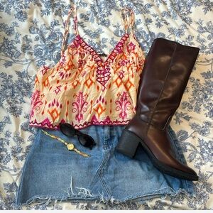 Zara Pink and Orange Smocked Camisole